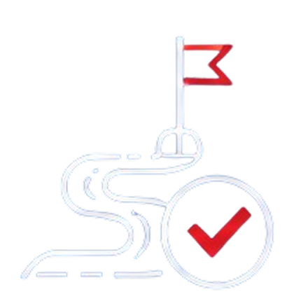 Path, flag and checkmark for the Decide step